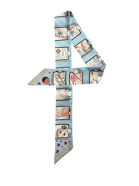 Hermes Limited Edition “Story Time”  Twilly scarf Light Blue Multicolor New